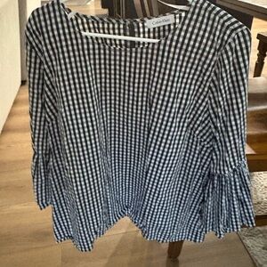 Calvin Klein Black and White Checkered Blouse
